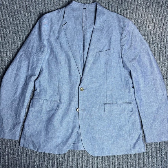 J. Crew Ludlow Baird McNutt Irish Linen Blazer Gray Mens 44L Summer Unstructured - Picture 1 of 10